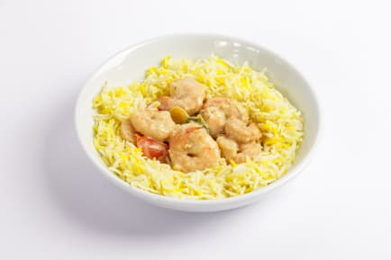 كاري الروبيان بجوز الهند مع أرز بسمتي
